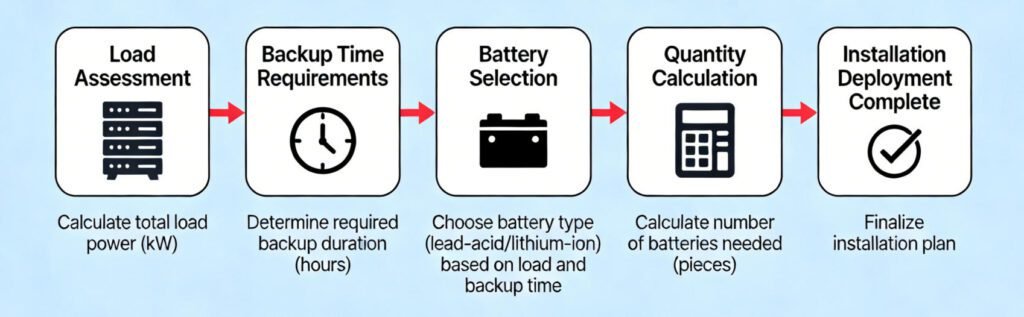 fluxo de trabalho de cálculo do tamanho da pilha ups